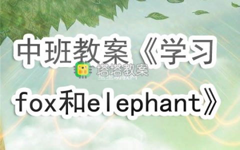 幼兒園中班教案《學習fox和elephant》含反思